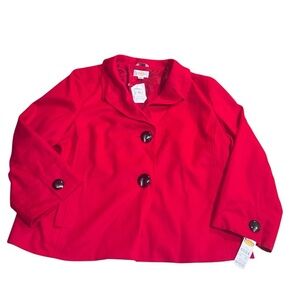 NWT Vintage Talbots Wool Notched Collar Red 2 Button Blazer Woman’s Sz 18 Career